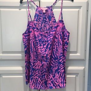 Cobalt and pink patterned Lilly Pulitzer top